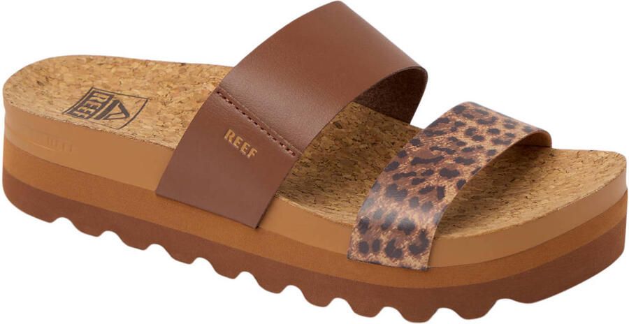 Reef Cushion Vista leren slippers bruin panter - Foto 2