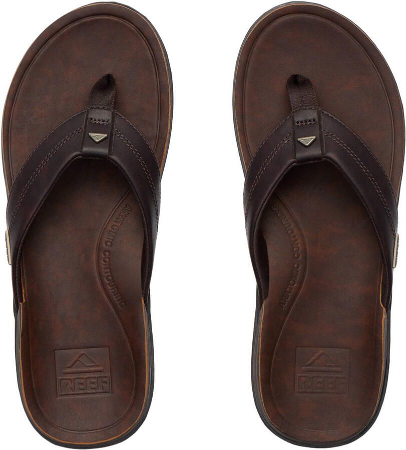 Reef Offshore leren teenslippers donkerbruin