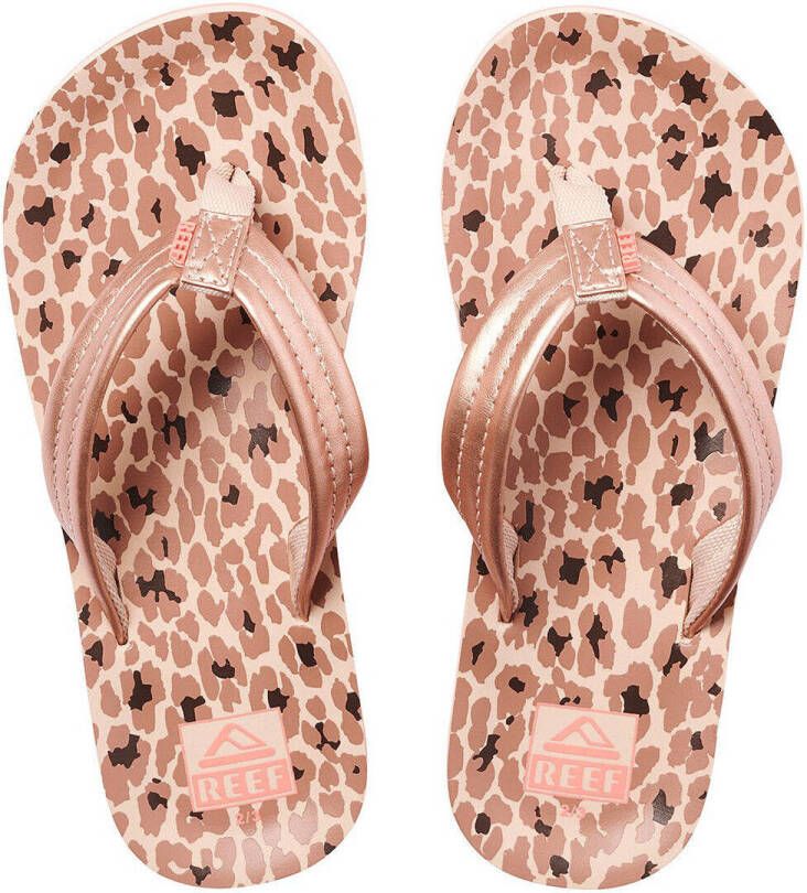 Reef Kids Ahi teenslippers roségoud panterprint