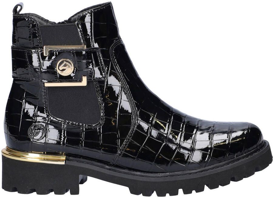 Remonte lakleren enkelboots zwart