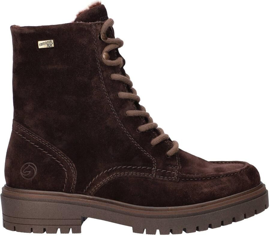 Remonte suède veterboots met profielzool bruin