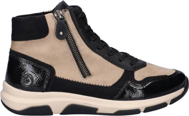 Remonte dames hoge sneakers Beige zwart