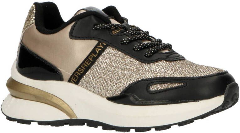 REPLAY Athena sneakers met glitters goud zwart