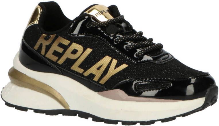 REPLAY Athena sneakers zwart goud