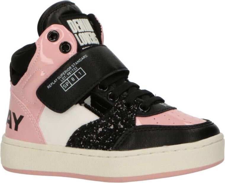 REPLAY Cobra sneakers zwart roze