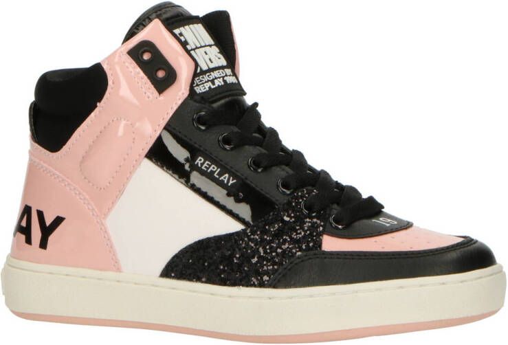 REPLAY Cobra sneakers zwart roze wit