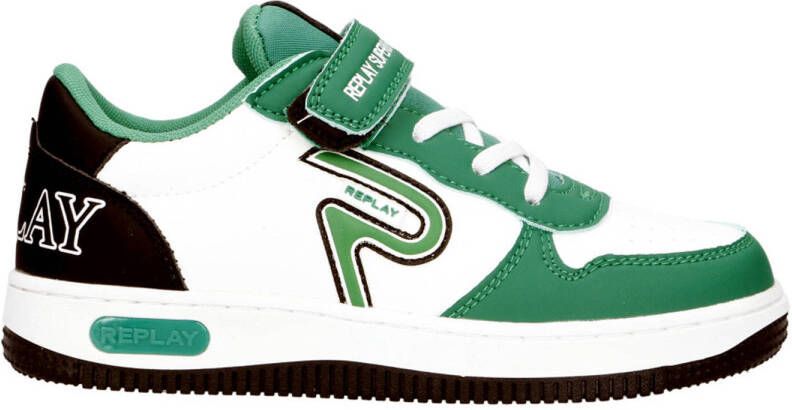 REPLAY Epic jr low-V 13 sneakers wit groen