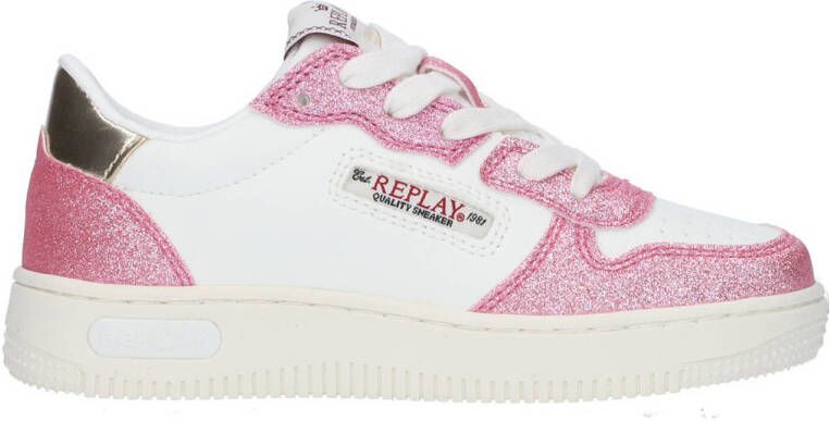 REPLAY Epic Jr sneakers wit roze