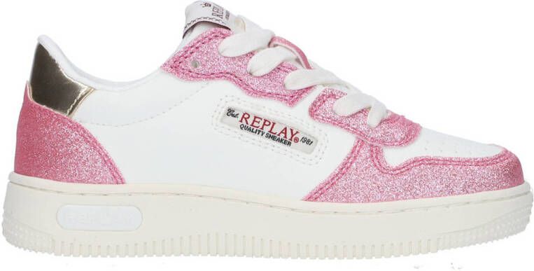 Replay Epic Jr sneakers wit roze Meisjes Imitatieleer Meerkleurig 28