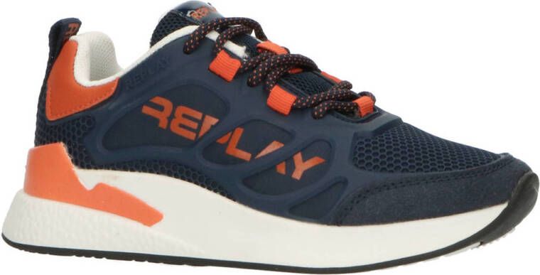 Replay Maze JR-1 sneakers donkerblauw oranje Jongens Textiel 28