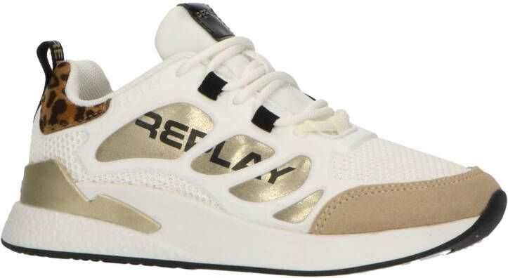 REPLAY Maze Jr. sneakers wit goud