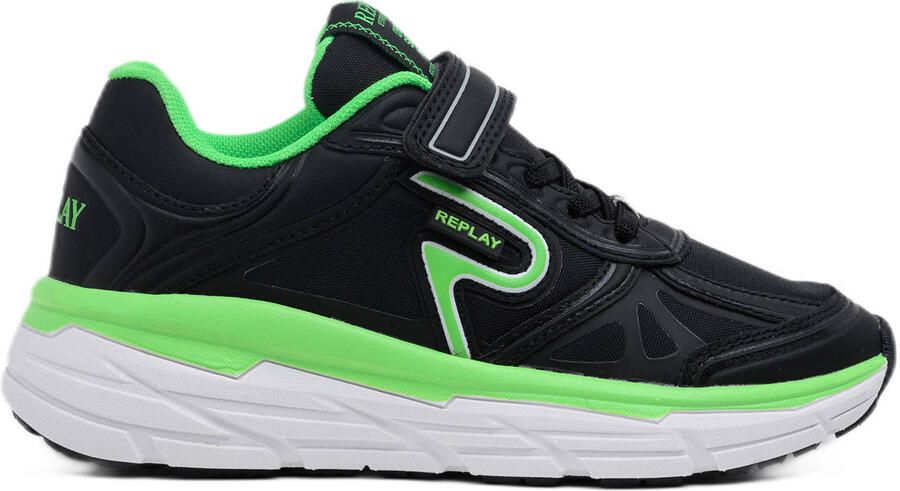 REPLAY Christal JR boy 5 chunky sneakers zwart groen - Foto 3