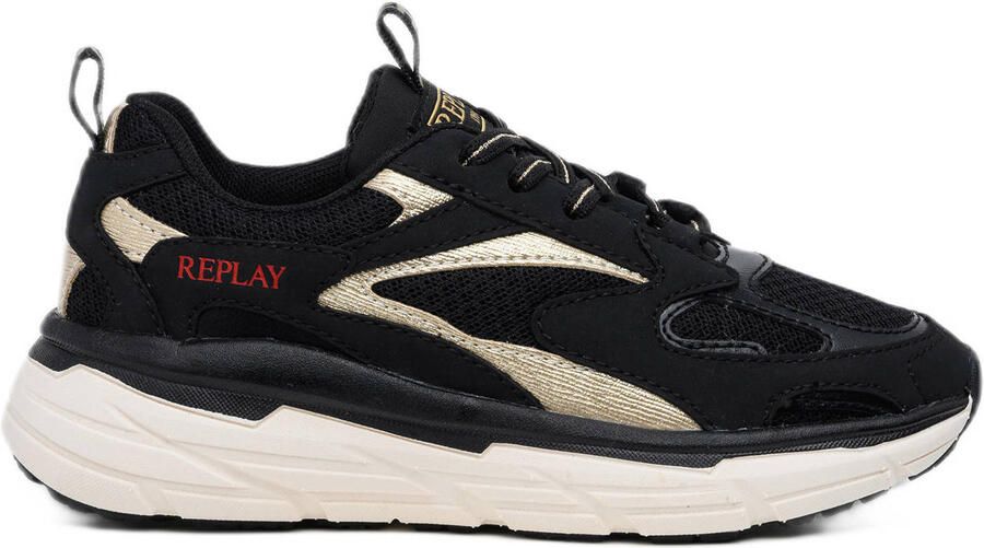 Replay Meisjes Sneaker Christal Jr Girl Black Gold Zwart