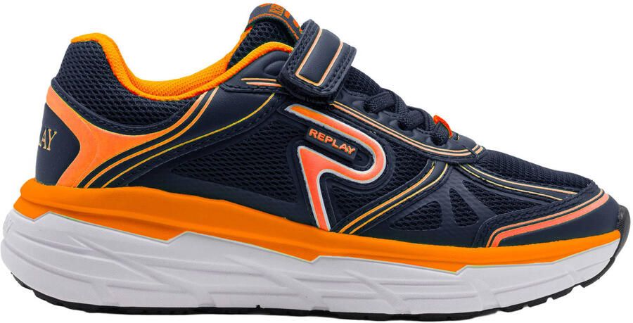 REPLAY Christal JR sneakers donkerblauw neon oranje