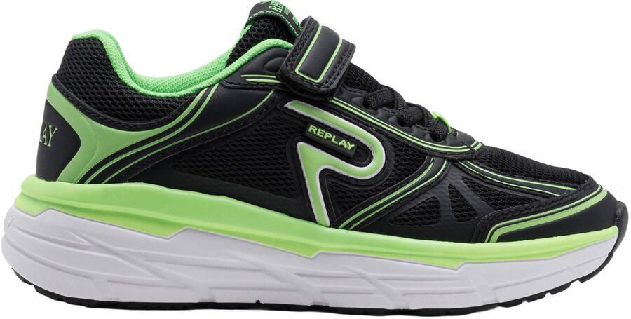 REPLAY Christal JR sneakers zwart neon groen