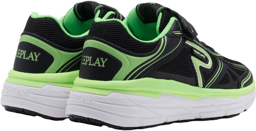 REPLAY Christal JR sneakers zwart neon groen - Foto 2