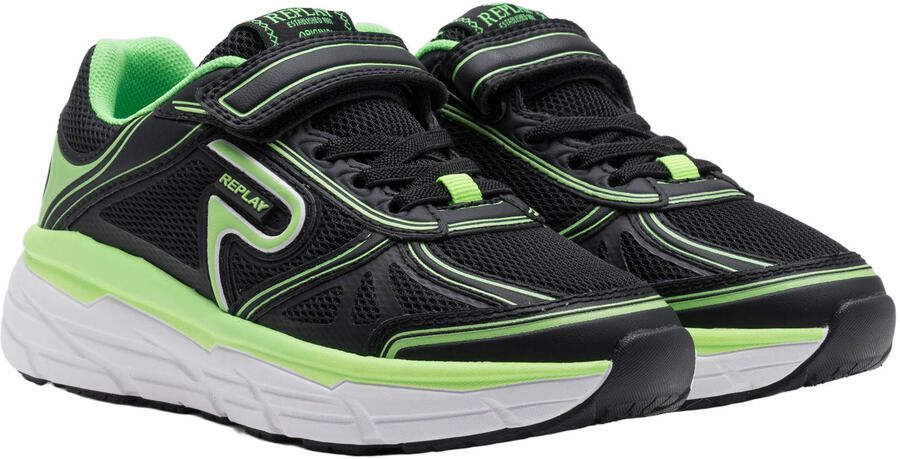 REPLAY Christal JR sneakers zwart neon groen - Foto 3