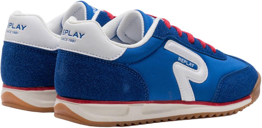 REPLAY Yard JR imitatieleren leren sneakers koningsblauw wit - Foto 2
