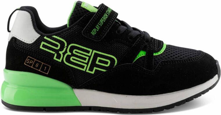 REPLAY SHOOT JR-1 suede sneakers zwart groen