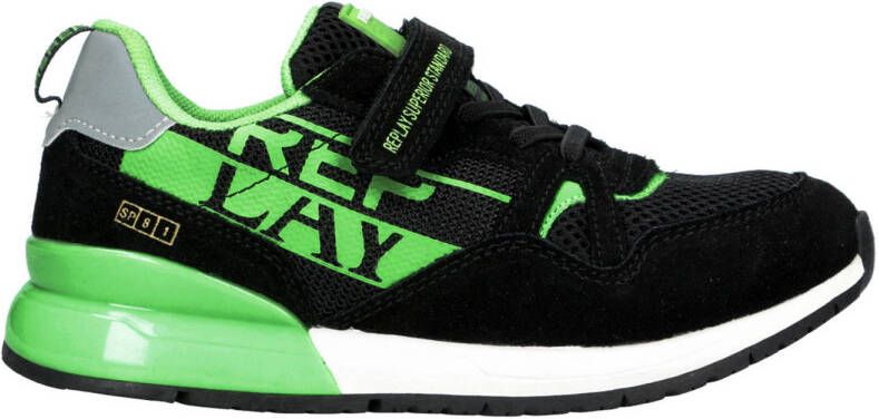 Replay Shoot Jr11 Sneakers Leren Sneaker Jongens Zwart