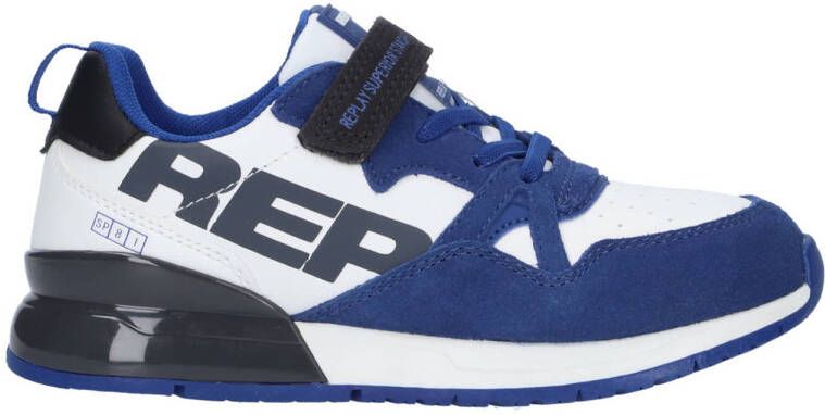 Replay Shoot Jr suède sneakers blauw wit Jongens Suede Meerkleurig 32