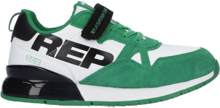 Replay Shoot Jr suède sneakers groen wit Jongens Suede Meerkleurig 34