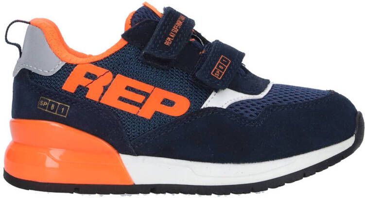 Replay Shoot kid suède sneakers donkerblauw oranje Jongens Suede Meerkleurig 27