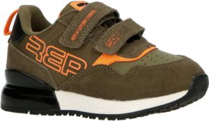 REPLAY Shoot suède sneakers kaki oranje