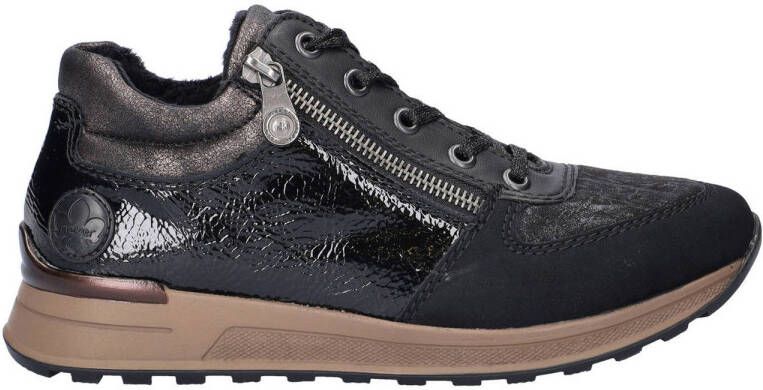 Rieker gevoerde lak sneakers zwart