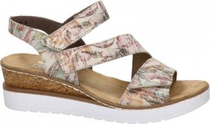 Rieker leren sleehakken met bloemenprint beige