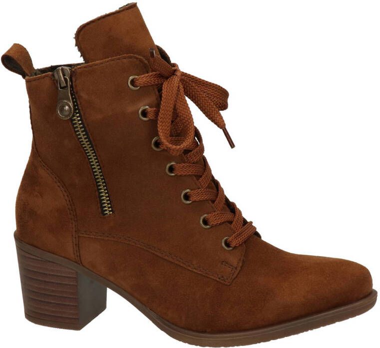 Rieker Stijlvolle leren enkellaarsjes met rits en veters Brown Dames