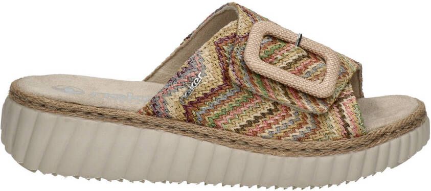 Rieker raffia slippers beige