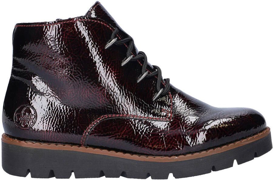 Rieker Plateaulaarsjes veterschoenen enkellaars wedge laarzen met aantrek-lus in glanzend look