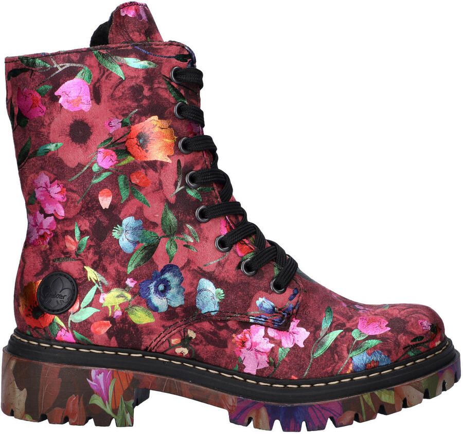 Rieker imitatieleren leren veterboots blokhak met panterprint multi