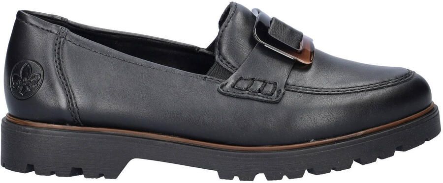 Rieker imitatieleren loafers met profielzool zwart