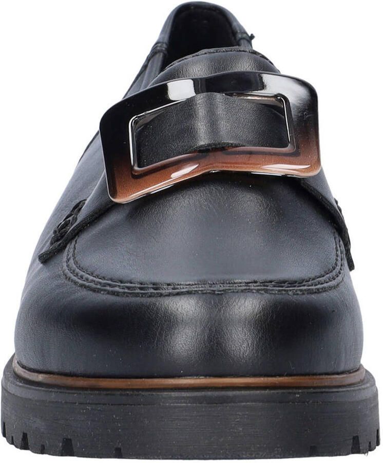 Rieker imitatieleren loafers met profielzool zwart - Foto 2