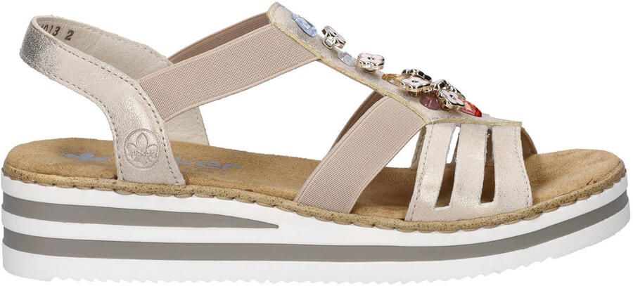 Rieker imitatieleren sandalen met sleehak beige