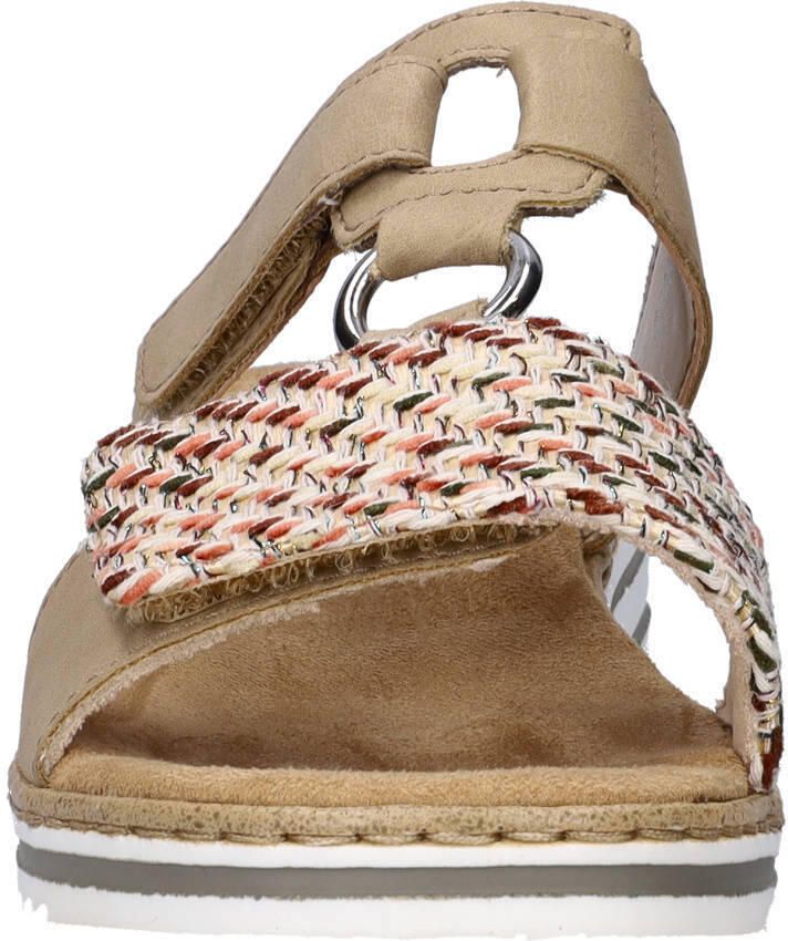 Rieker imitatieleren slippers met klittenband en sleehak beige - Foto 2