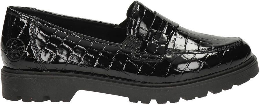 Rieker lakleren loafers met profielzool en dierenprint zwart