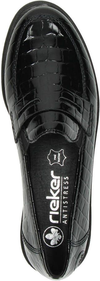 Rieker lakleren loafers met profielzool en dierenprint zwart - Foto 3