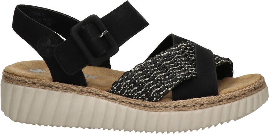 Rieker leren sandalen zwart wit
