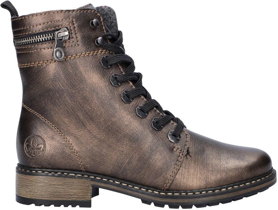 Rieker leren veterboots brons