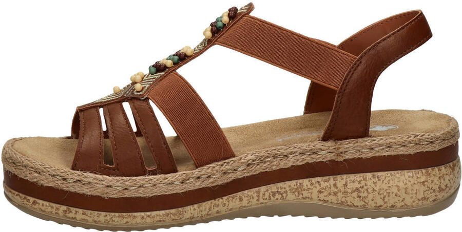 Rieker Bruine sandaal met kralen en platformzool Brown Dames