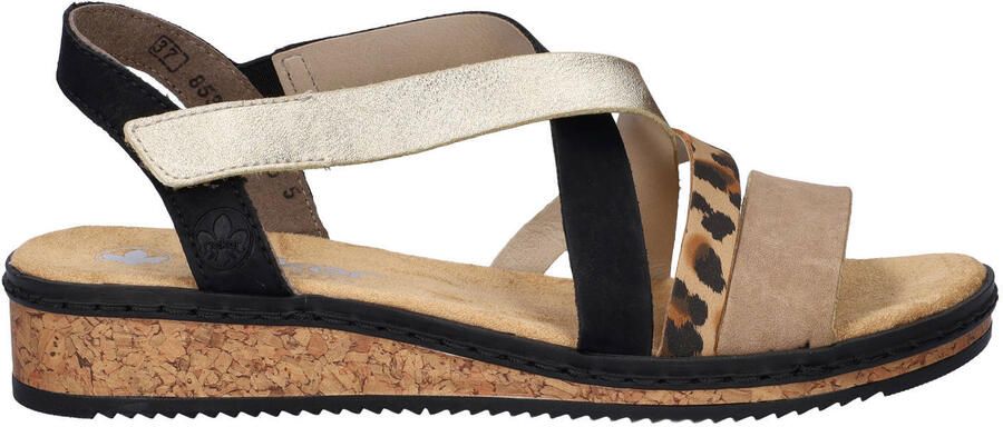 Rieker sandalen zwart goud panter