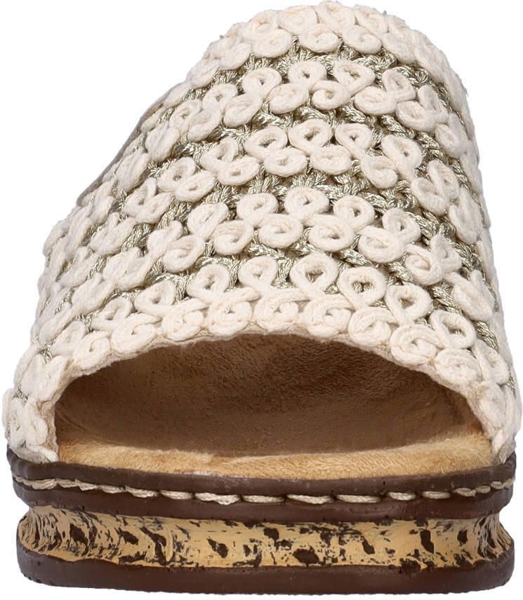 Rieker slippers met sleehak ecru - Foto 2