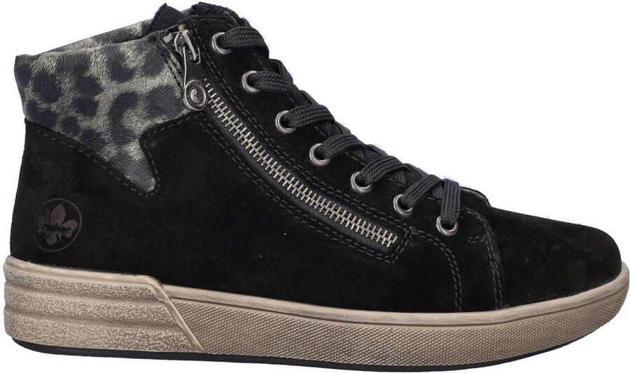 Rieker suède veterboots zwart