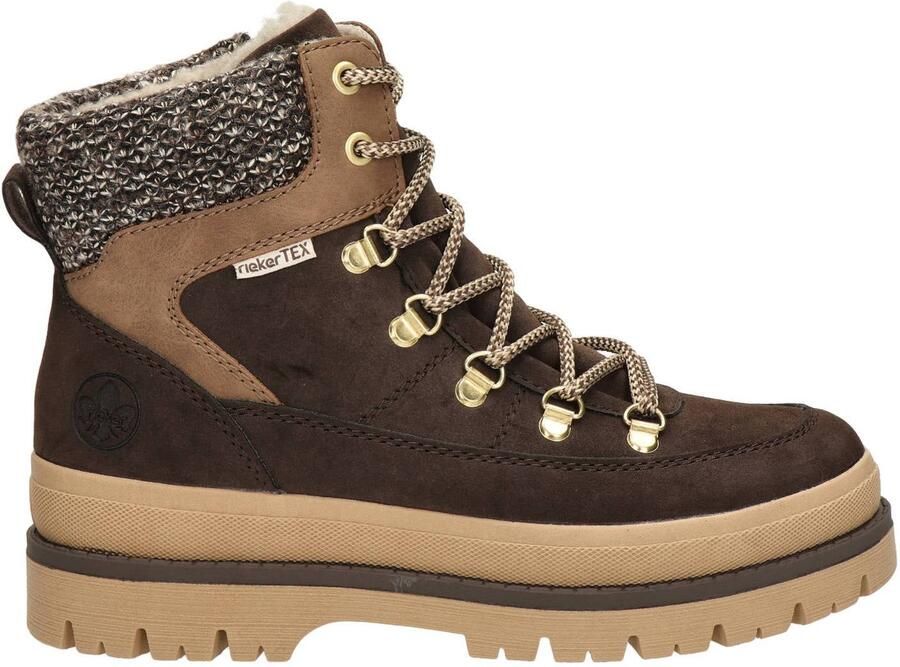 Rieker veterboots met profielzool bruin