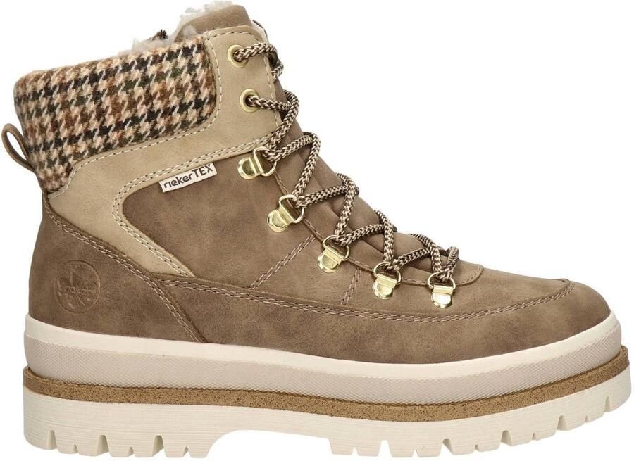 Rieker veterboots met profielzool taupe
