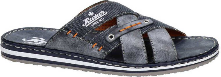 Rieker Zwarte synthetische sliders met comfortabel voetbed en klittenbandsluiting Black