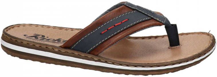 Rieker teenslippers cognac donkerblauw Schoenen
